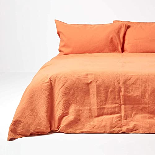Homescapes 2-teiliges Leinen-Bettwäsche-Set orange, 1 Bettbezug 155x220 cm & 1 Kissenbezug 80x80 cm aus 60% Leinen und 40% Baumwolle Homescapes 2-teiliges Leinen-Bettwäsche-Set orange, 1 Bettbezug 155x220 cm & 1 Kissenbezug 80x80 cm aus 60% Leinen und 40% Baumwolle von Homescapes