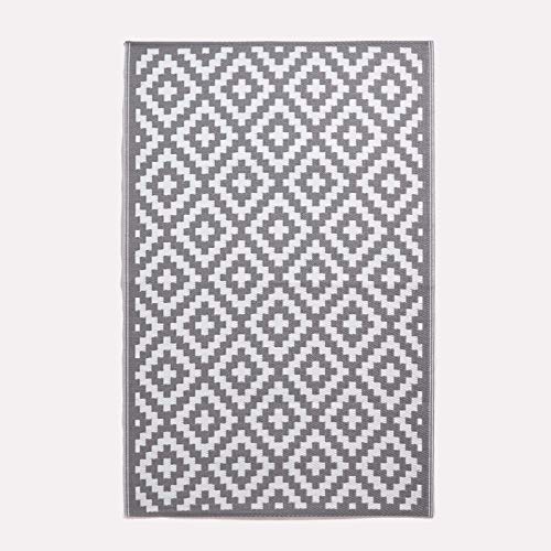 Homescapes Outdoor-Teppich Zoe grau-weiß 150x240 cm, wetterfester Teppich geometrisch Gemustert von Homescapes