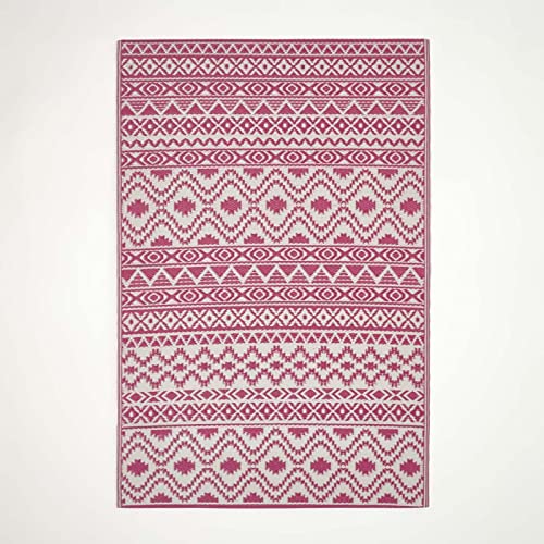 Homescapes Outdoor-Teppich Zoe rosa-weiß 120x180 cm, wetterfester Teppich geometrisch Gemustert von Homescapes