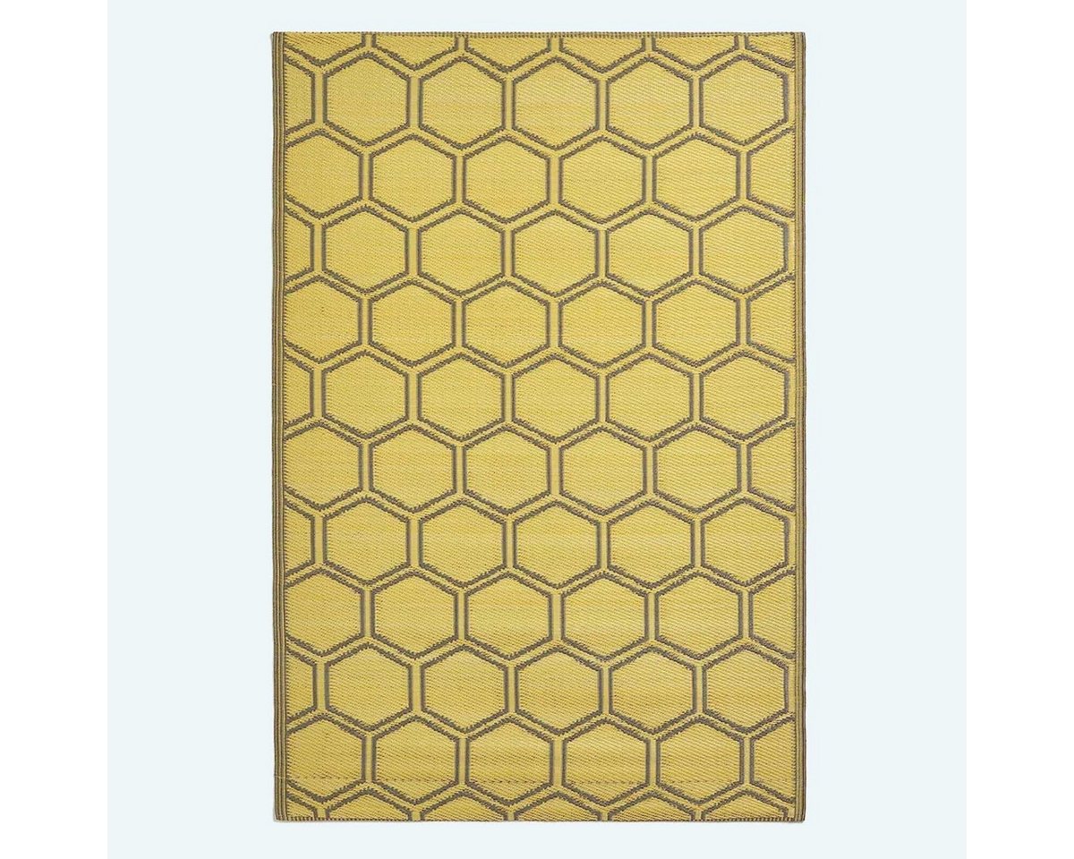 Homescapes Outdoorteppich Gelber Outdoor Teppich mit Honigwaben-Muster, 182 x 122 cm, Höhe: 20 mm Homescapes Outdoorteppich Gelber Outdoor Teppich mit Honigwaben-Muster, 182 x 122 cm, Höhe: 20 mm von Homescapes