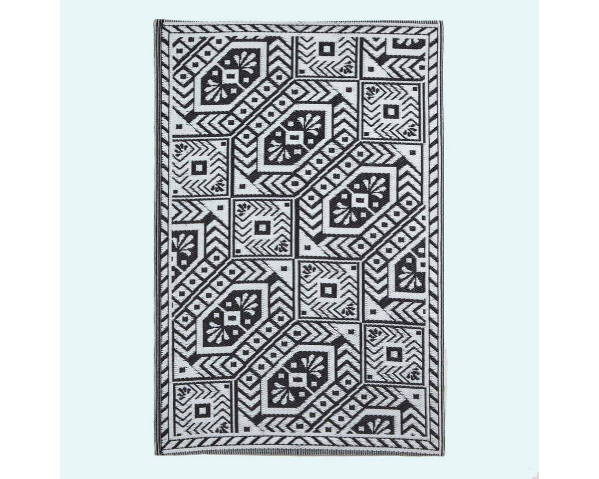Homescapes Outdoorteppich Outdoor-Teppich schwarz weiß gemustert, 122 x 182 cm, Höhe: 20 mm Homescapes Outdoorteppich Outdoor-Teppich schwarz weiß gemustert, 122 x 182 cm, Höhe: 20 mm von Homescapes