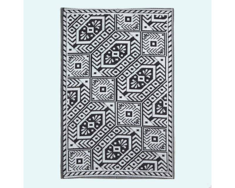 Homescapes Outdoorteppich Outdoor-Teppich schwarz weiß gemustert, 122 x 182 cm, Höhe: 20 mm von Homescapes