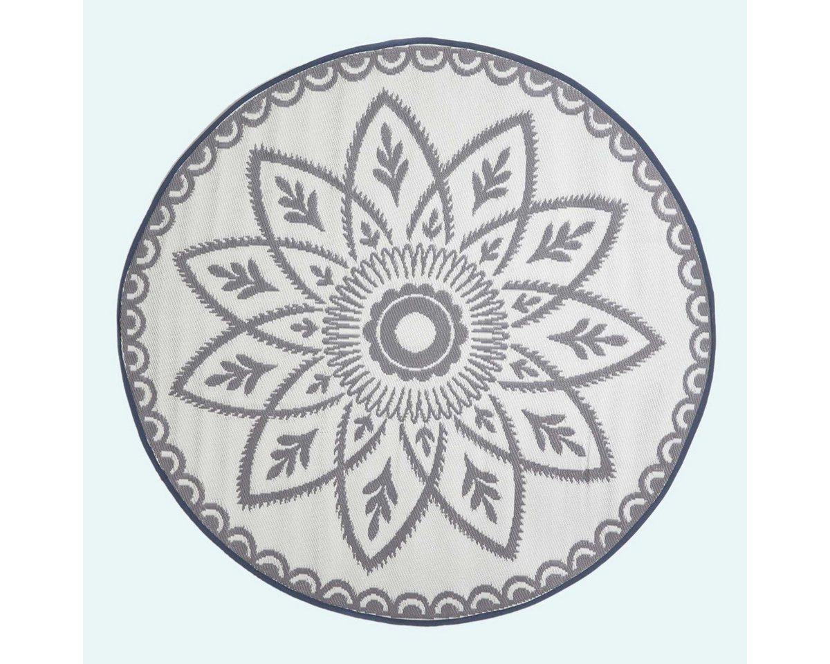 Homescapes Outdoorteppich Runder Outdoor-Teppich Henna mit Mandala-Muster, 180 cm, Höhe: 20 mm von Homescapes