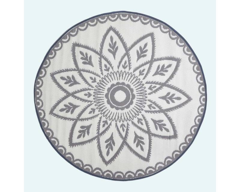 Homescapes Outdoorteppich Runder Outdoor-Teppich Henna mit Mandala-Muster, 180 cm, Höhe: 20 mm von Homescapes