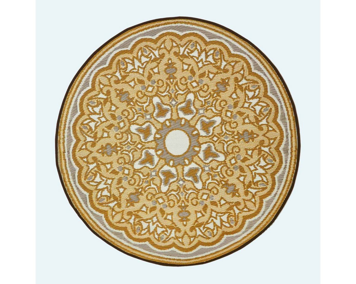 Homescapes Outdoorteppich Runder Outdoor-Teppich Rae 180 cm – grau-beige gemustert, Höhe: 20 mm Homescapes Outdoorteppich Runder Outdoor-Teppich Rae 180 cm – grau-beige gemustert, Höhe: 20 mm von Homescapes