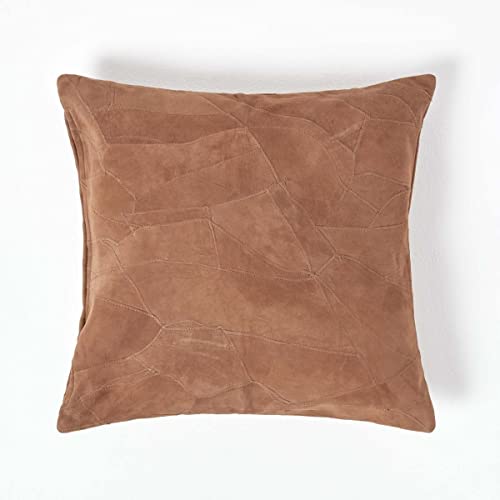 Homescapes Patchwork Leder-Kissen braun, Dekokissen 45x45 cm mit Füllung, Sofakissen Velours aus Recycling-Leder Homescapes Patchwork Leder-Kissen braun, Dekokissen 45x45 cm mit Füllung, Sofakissen Velours aus Recycling-Leder von Homescapes