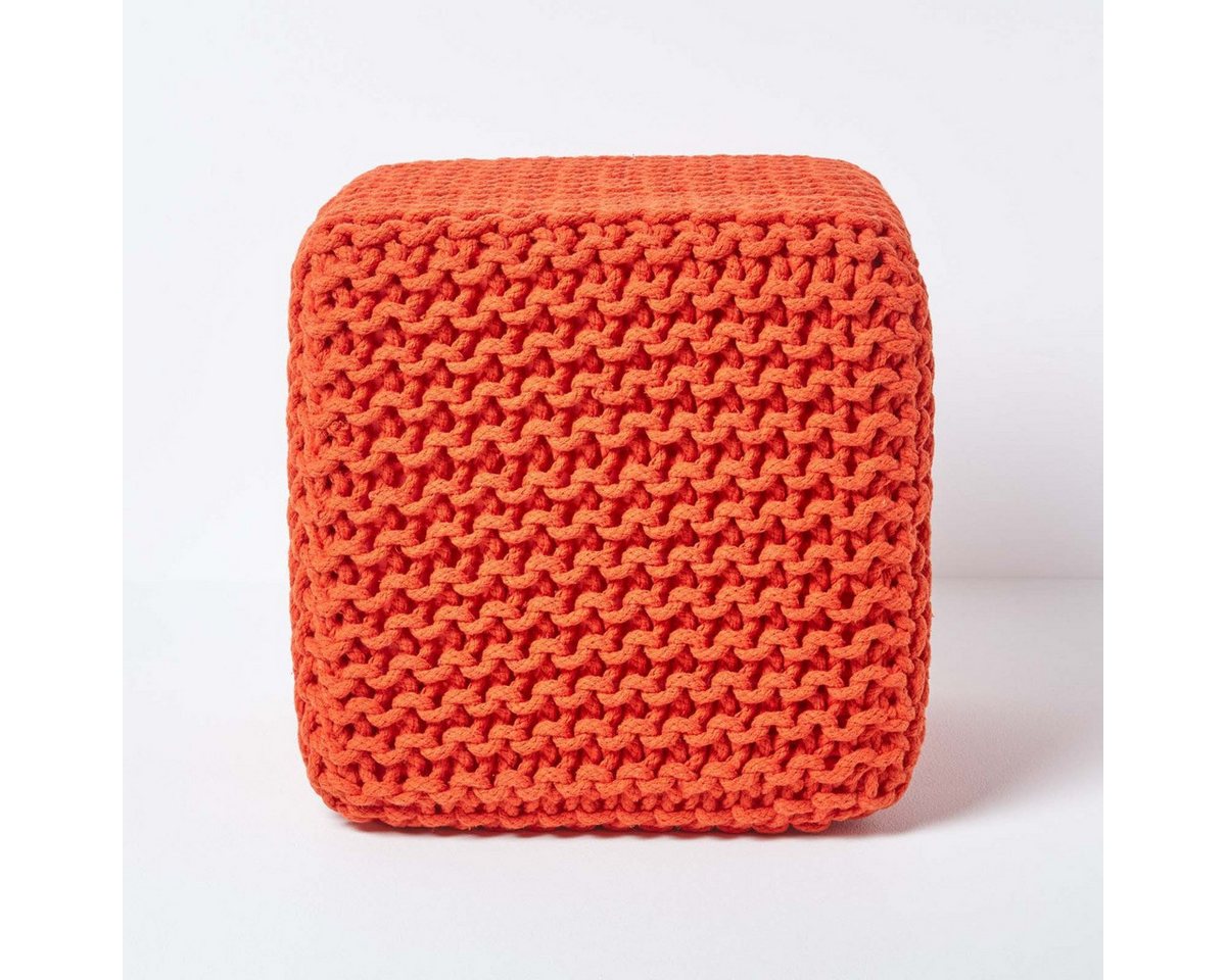 Homescapes Pouf Gestrickter Sitzwürfel 100% Baumwolle, orange Homescapes Pouf Gestrickter Sitzwürfel 100% Baumwolle, orange von Homescapes