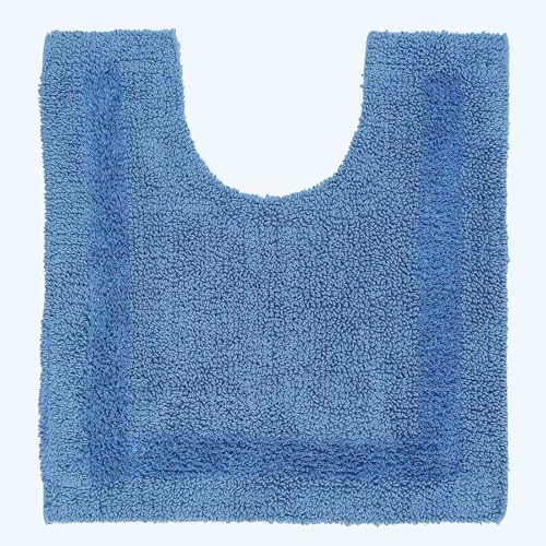 Homescapes Premium WC-Vorleger blau, Baumwoll-Badematte 50x55 cm mit Wende-Design, WC-Teppich mit Ausschnitt von Homescapes