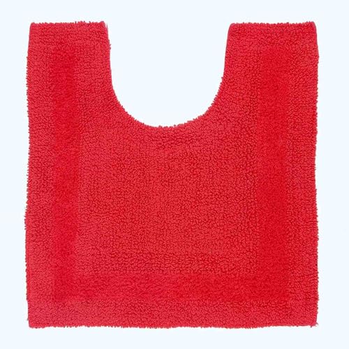Homescapes Premium WC-Vorleger rot, Baumwoll-Badematte 50x55 cm mit Wende-Design, WC-Teppich mit Ausschnitt von Homescapes