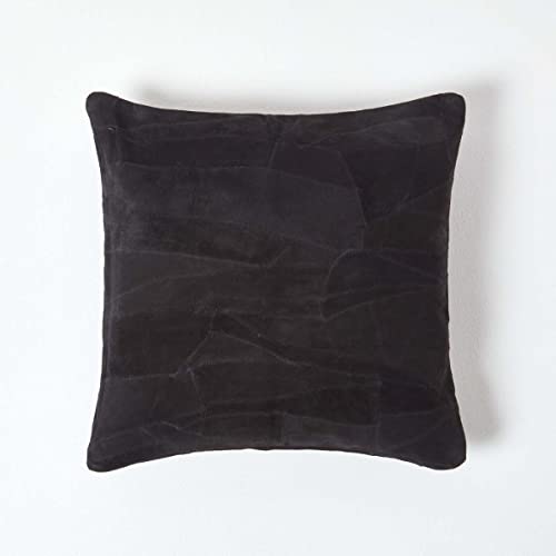 Homescapes Patchwork Leder-Kissen schwarz, Dekokissen 45x45 cm mit Füllung, Sofakissen Velours aus Recycling-Leder Homescapes Patchwork Leder-Kissen schwarz, Dekokissen 45x45 cm mit Füllung, Sofakissen Velours aus Recycling-Leder von Homescapes