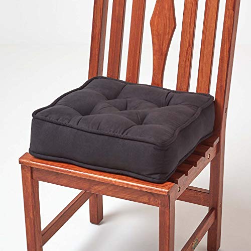 Homescapes Sitzkissen, aus Baumwolle, mit Dicke Polsterung, 10 cm, Farbe: Schwarz von Homescapes