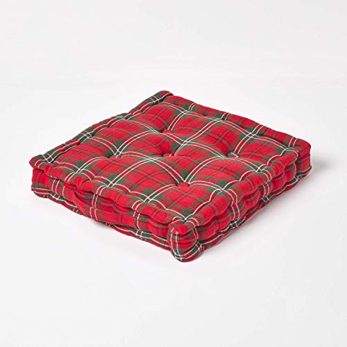 Homescapes Sitzkissen Edward Tartan Stuhlkissen aus 100% Baumwolle, Bodenkissen quadratisch 50 x 50 cm. Farben: Rot, Grün. Geeignet für Innenräume, Gartenmöbel, Stühle und Sessel. Homescapes Sitzkissen Edward Tartan Stuhlkissen aus 100% Baumwolle, Bodenkissen quadratisch 50 x 50 cm. Farben: Rot, Grün. Geeignet für Innenräume, Gartenmöbel, Stühle und Sessel. von Homescapes