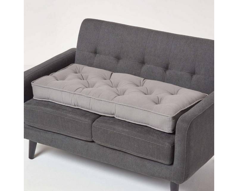 Homescapes Sitzkissen Sitzauflage für Zweisitzer-Sofa 100 x 48 cm – dickes Sitzkissen grau von Homescapes