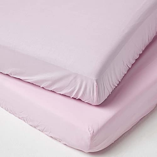 HOMESCAPES Spannbettlaken fürs Baby- / Kinderbett, rosa, Baby-Bettlaken 60 x 120 cm aus 100% Baumwolle mit Fadendichte 200, hochwertiges Spannbetttuch im 2er Pack aus ägyptischer Baumwolle von Homescapes