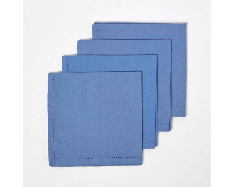 Homescapes Stoffserviette 4er-Set Stoffservietten blau – 45 x 45 cm, 100% Baumwolle von Homescapes