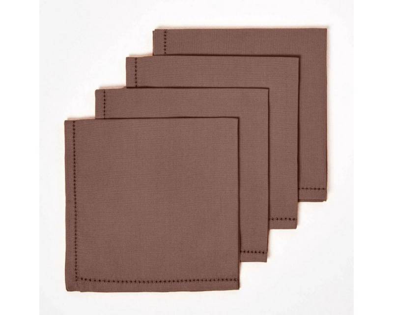 Homescapes Stoffserviette 4er-Set Stoffservietten braun – 45 x 45 cm, 100% Baumwolle von Homescapes