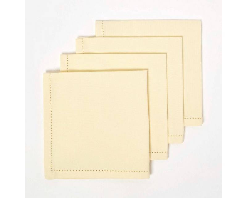 Homescapes Stoffserviette 4er-Set Stoffservietten creme – 45 x 45 cm, 100% Baumwolle von Homescapes