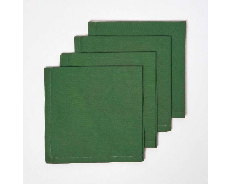 Homescapes Stoffserviette 4er-Set Stoffservietten dunkelgrün – 45 x 45 cm, 100% Baumwolle von Homescapes