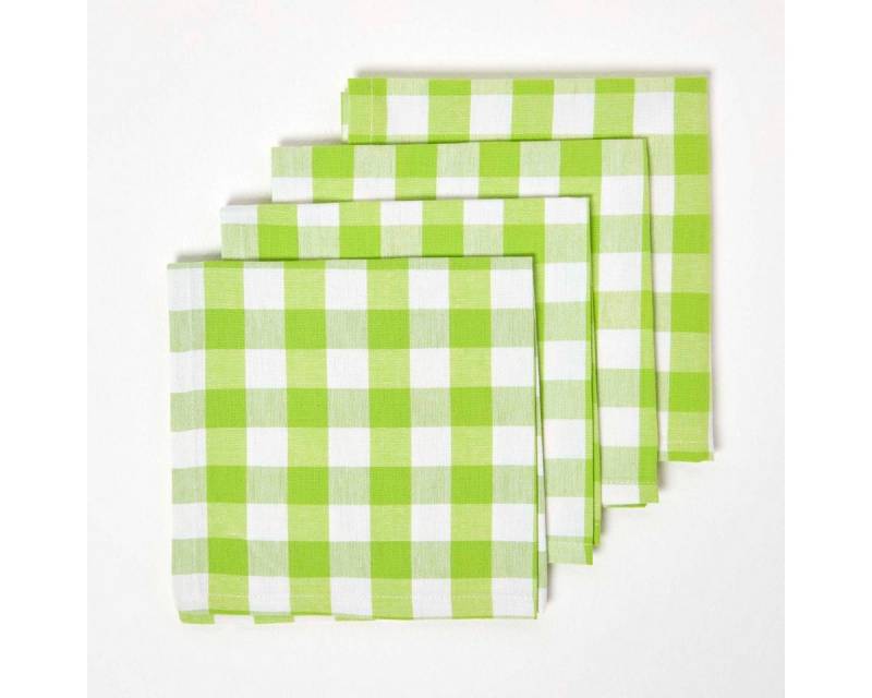 Homescapes Stoffserviette 4er-Set Stoffservietten grün kariert – 45 x 45 cm, 100% Baumwolle von Homescapes