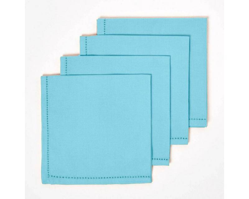 Homescapes Stoffserviette 4er-Set Stoffservietten hellblau – 45 x 45 cm, 100% Baumwolle von Homescapes