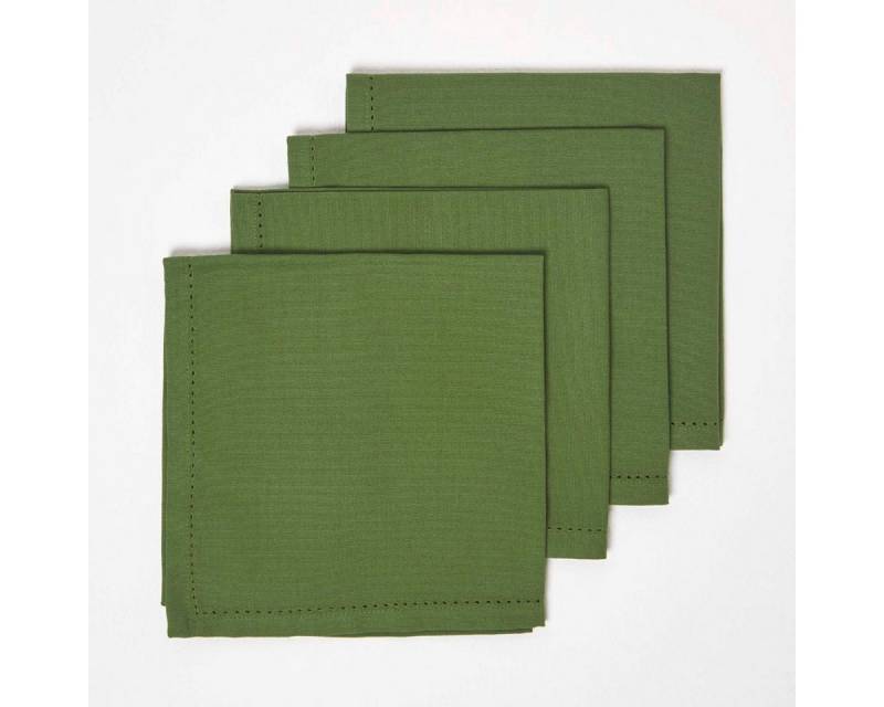 Homescapes Stoffserviette 4er-Set Stoffservietten olivgrün – 45 x 45 cm, 100% Baumwolle von Homescapes