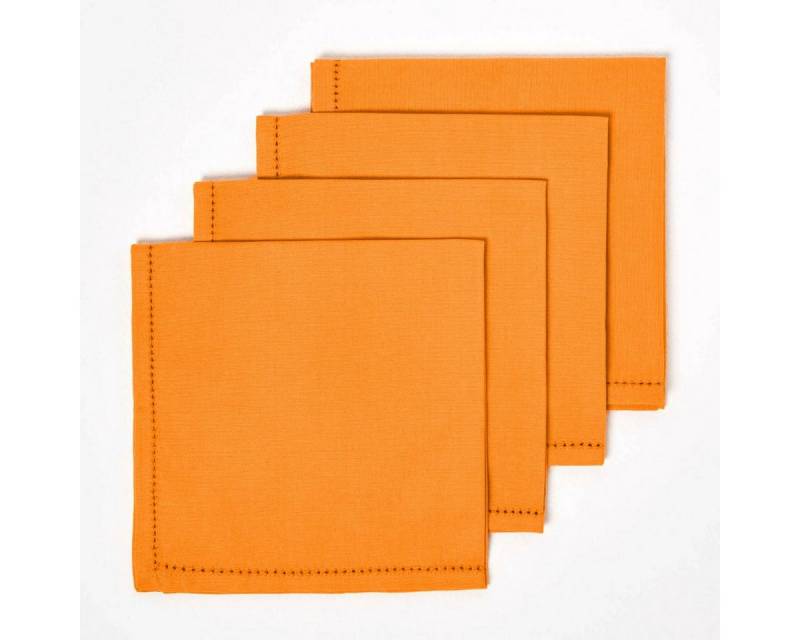 Homescapes Stoffserviette 4er-Set Stoffservietten orange – 45 x 45 cm, 100% Baumwolle von Homescapes