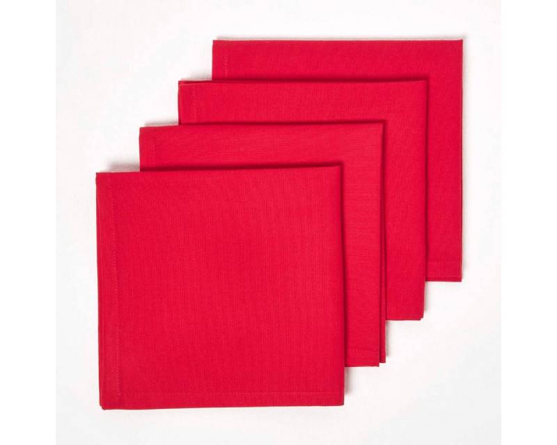 Homescapes Stoffserviette 4er-Set Stoffservietten rot – 45 x 45 cm, 100% Baumwolle von Homescapes
