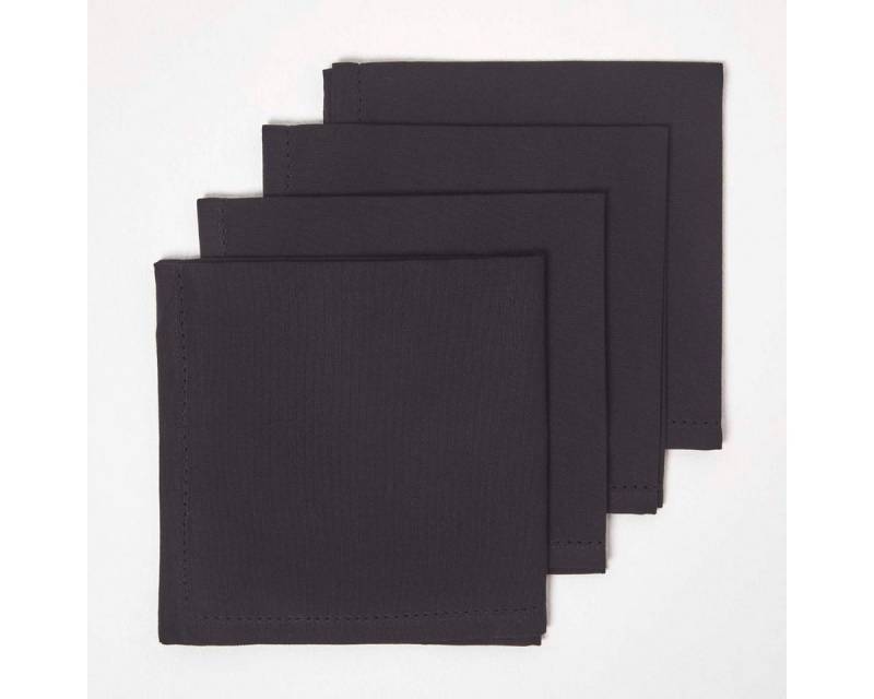 Homescapes Stoffserviette 4er-Set Stoffservietten schwarz – 45 x 45 cm, 100% Baumwolle von Homescapes