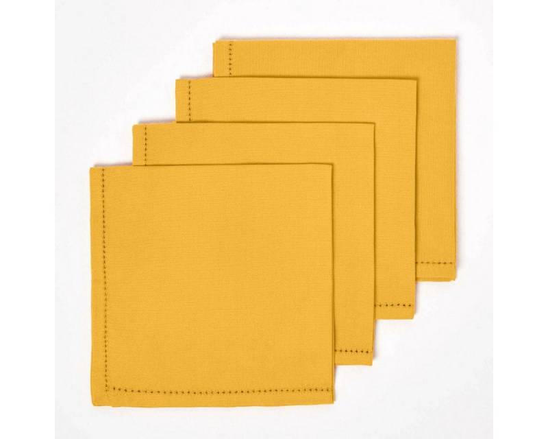 Homescapes Stoffserviette 4er-Set Stoffservietten senfgelb – 45 x 45 cm, 100% Baumwolle von Homescapes