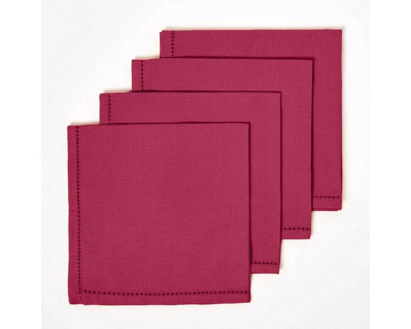 Homescapes Stoffserviette 4er-Set Stoffservietten weinrot – 45 x 45 cm, 100% Baumwolle von Homescapes