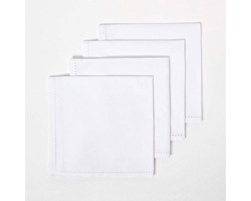 Homescapes Stoffserviette 4er-Set Stoffservietten weiß – 45 x 45 cm, 100% Baumwolle von Homescapes