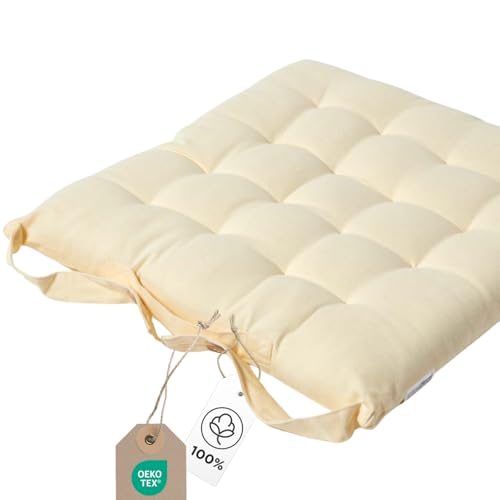 Homescapes Stuhlkissen 40x40 cm Creme – Sitzkissen Outdoor/Indoor mit Baumwollbezug, Sitzpolster waschbar und Oeko-TEX-Zertifiziert für Esszimmer-, Küchen- & Gartenstühle Homescapes Stuhlkissen 40x40 cm Creme – Sitzkissen Outdoor/Indoor mit Baumwollbezug, Sitzpolster waschbar und Oeko-TEX-Zertifiziert für Esszimmer-, Küchen- & Gartenstühle von Homescapes