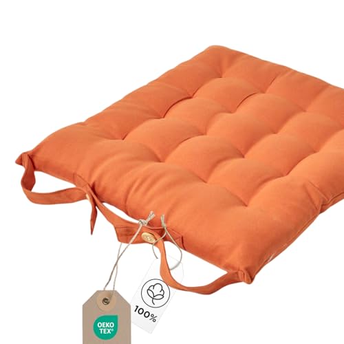 Homescapes Stuhlkissen 40x40 cm Terracotta-orange – Sitzkissen Outdoor/Indoor mit Baumwollbezug, Sitzpolster waschbar und Oeko-TEX-Zertifiziert für Esszimmer-, Küchen- & Gartenstühle Homescapes Stuhlkissen 40x40 cm Terracotta-orange – Sitzkissen Outdoor/Indoor mit Baumwollbezug, Sitzpolster waschbar und Oeko-TEX-Zertifiziert für Esszimmer-, Küchen- & Gartenstühle von Homescapes