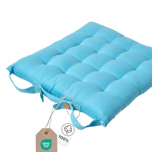 Homescapes Stuhlkissen 40x40 cm hellblau – Sitzkissen Outdoor/Indoor mit Baumwollbezug, Sitzpolster waschbar und Oeko-TEX-Zertifiziert für Esszimmer-, Küchen- & Gartenstühle Homescapes Stuhlkissen 40x40 cm hellblau – Sitzkissen Outdoor/Indoor mit Baumwollbezug, Sitzpolster waschbar und Oeko-TEX-Zertifiziert für Esszimmer-, Küchen- & Gartenstühle von Homescapes