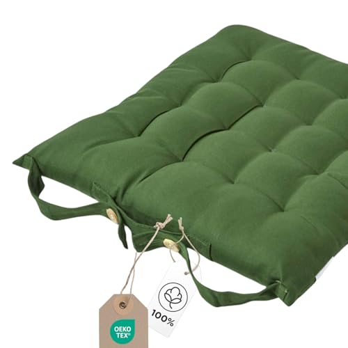 Homescapes Stuhlkissen 40x40 cm olivgrün – Sitzkissen Outdoor/Indoor mit Baumwollbezug, Sitzpolster waschbar und Oeko-TEX-Zertifiziert für Esszimmer-, Küchen- & Gartenstühle Homescapes Stuhlkissen 40x40 cm olivgrün – Sitzkissen Outdoor/Indoor mit Baumwollbezug, Sitzpolster waschbar und Oeko-TEX-Zertifiziert für Esszimmer-, Küchen- & Gartenstühle von Homescapes