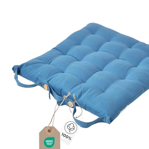 Homescapes Stuhlkissen 40x40 cm blau – Sitzkissen Outdoor/Indoor mit Baumwollbezug, Sitzpolster waschbar und Oeko-TEX-Zertifiziert für Esszimmer-, Küchen- & Gartenstühle Homescapes Stuhlkissen 40x40 cm blau – Sitzkissen Outdoor/Indoor mit Baumwollbezug, Sitzpolster waschbar und Oeko-TEX-Zertifiziert für Esszimmer-, Küchen- & Gartenstühle von Homescapes