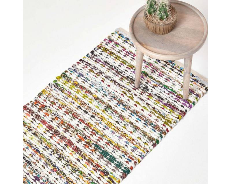 Homescapes Teppich Bunter handgewebter Chindi-Teppich aus Baumwolle, 90 x 150 cm, Höhe: 20 mm Homescapes Teppich Bunter handgewebter Chindi-Teppich aus Baumwolle, 90 x 150 cm, Höhe: 20 mm von Homescapes