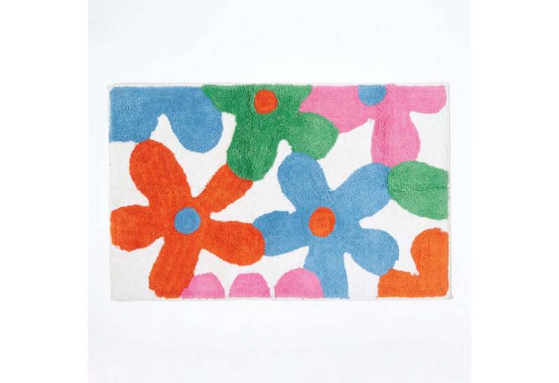 Homescapes Teppich Kinderteppich Bunte Blumen 100% Baumwolle, Höhe: 20 mm Homescapes Teppich Kinderteppich Bunte Blumen 100% Baumwolle, Höhe: 20 mm von Homescapes