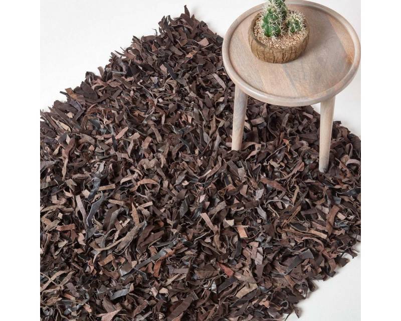 Homescapes Teppich Lederteppich Dallas, dunkelbraun, 90 x 150 cm, Höhe: 20 mm von Homescapes