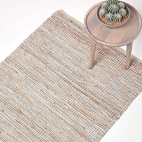 Homescapes Teppich Madras Natur 120x180 cm – handgewebter Teppich aus Hanf & Recycling-Leder, Flachgewebe im Streifen-Design Homescapes Teppich Madras Natur 120x180 cm – handgewebter Teppich aus Hanf & Recycling-Leder, Flachgewebe im Streifen-Design von Homescapes