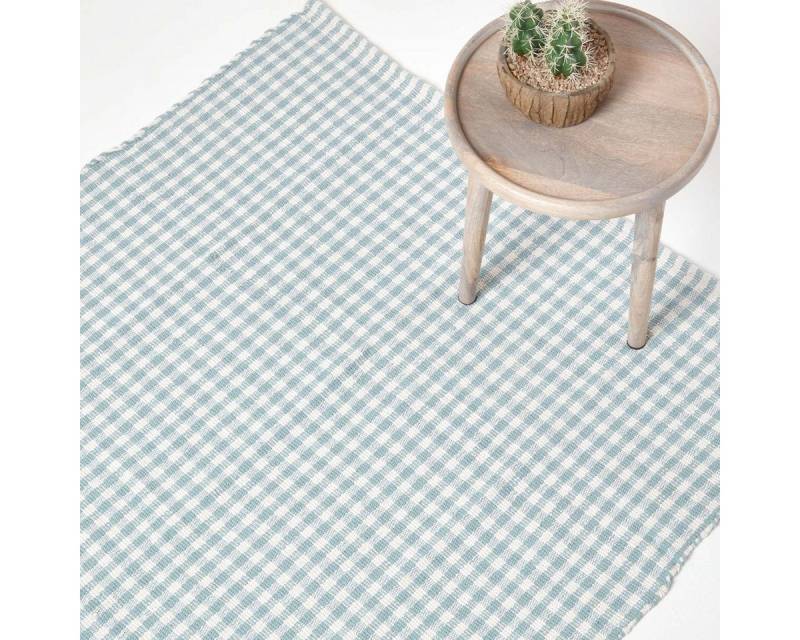 Homescapes Teppich Webteppich blau-weiß kariert – Baumwollteppich Vichy-Karo, 60x90 cm, Höhe: 20 mm Homescapes Teppich Webteppich blau-weiß kariert – Baumwollteppich Vichy-Karo, 60x90 cm, Höhe: 20 mm von Homescapes