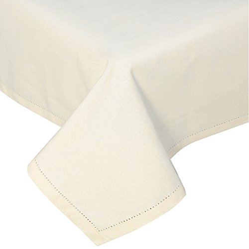 Homescapes Tischdecke, Creme, 137 x 228 cm aus 100% Baumwolle, eckiges Tischtuch für Küche und Esszimmer, Baumwolltischdecke, waschbar und pflegeleicht von Homescapes