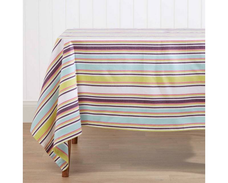 Homescapes Tischdecke Bunte gestreifte Tischdecke Osaka – 137 x 137 cm, 100% Baumwolle (1-tlg) von Homescapes