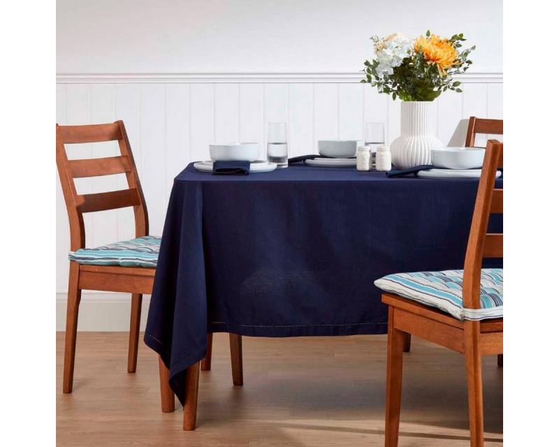 Homescapes Tischdecke Tischdecke dunkelblau – 137 x 137 cm, 100% Baumwolle (1-tlg) von Homescapes