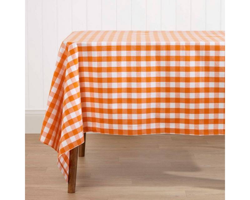 Homescapes Tischdecke Vichy-Karo Tischdecke orange kariert – 137 x 178 cm, 100% Baumwolle (1-tlg) von Homescapes