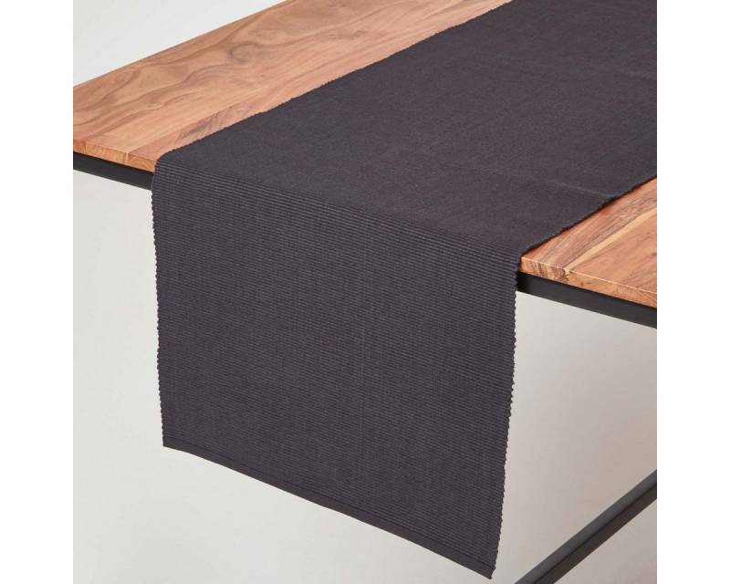 Homescapes Tischläufer Tischläufer schwarz – 44 x 178 cm, 100% Baumwolle von Homescapes