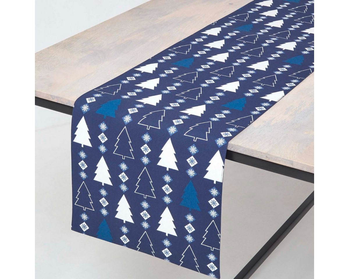 Homescapes Tischläufer Weihnachtstischläufer Winterland, blau, 35 x 180 cm von Homescapes
