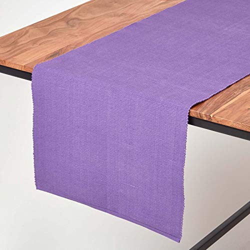 Homescapes Tischläufer lila unifarben 45 x 180 cm aus 100% reiner Baumwolle, Tischtuch waschbar von Homescapes
