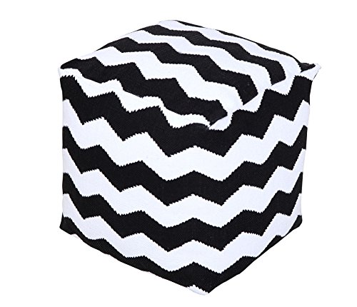 Homescapes Trendiger Design Sitzwürfel Fußhocker schwarz weiß Chevron Herringbone 40 x 40 x 40 cm von Homescapes