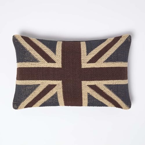 Homescapes Zierkissenbezug mit britischer Flagge Union Jack, Kissenhülle 30 x 50 cm aus 100% Baumwolle für Sofakissen/Dekokissen, Geschenkidee für England-Fans und UK-Liebhaber von Homescapes